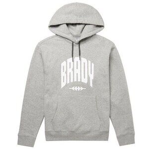 Brady Mens Gray Varsity Pullover Hoodie Cotton Comfortable Streetwear Sz Medium
